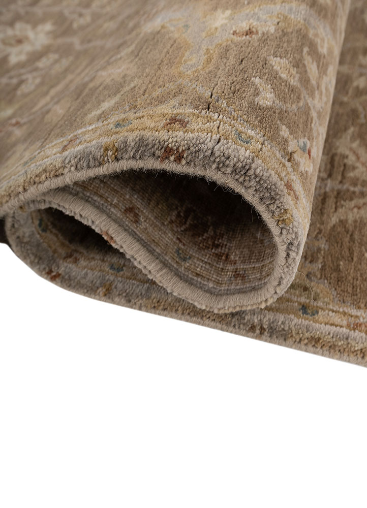 gulnar beige and brown wool hand knotted Rug - FloorShot