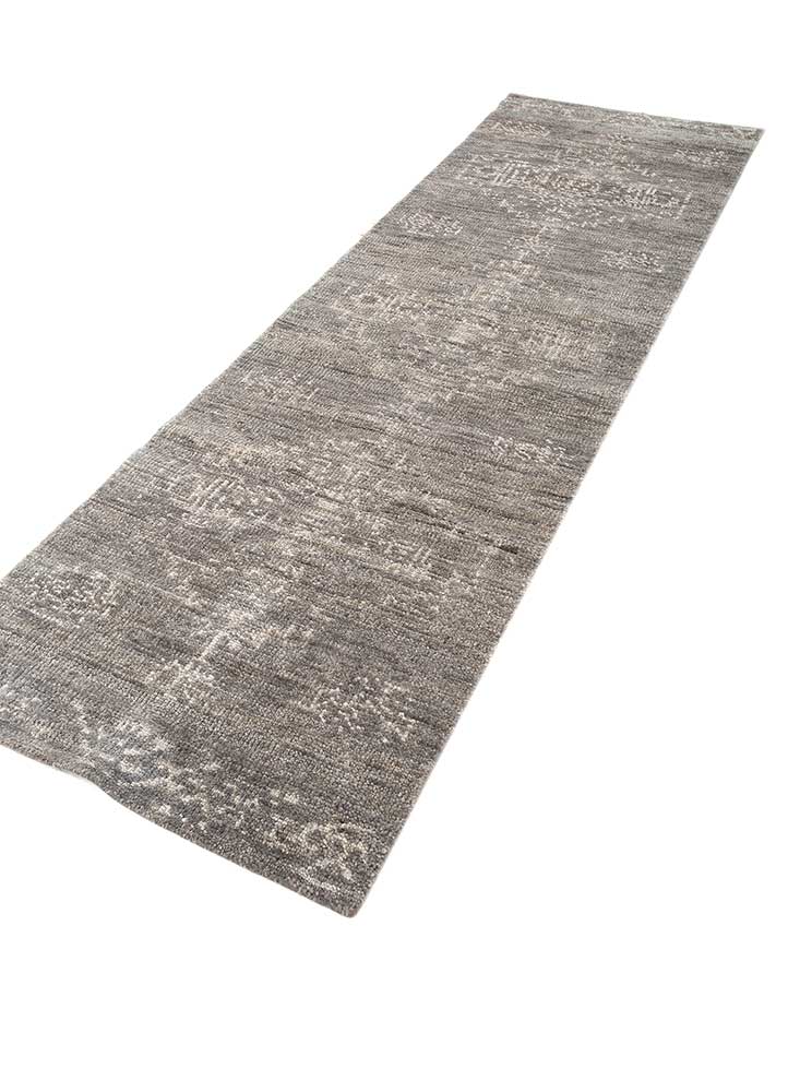 thyme grey and black wool hand knotted Rug - FloorShot