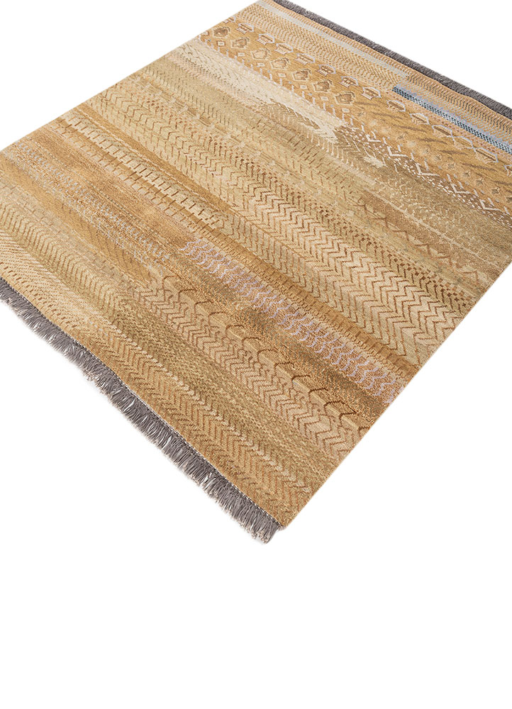 manchaha red and orange wool and bamboo silk hand knotted Rug - FloorShot