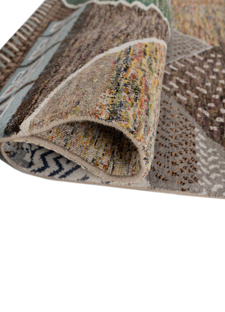 manchaha beige and brown wool and bamboo silk hand knotted Rug - FloorShot
