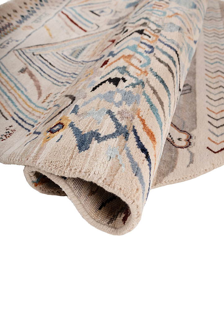 manchaha red and orange wool and bamboo silk hand knotted Rug - FloorShot