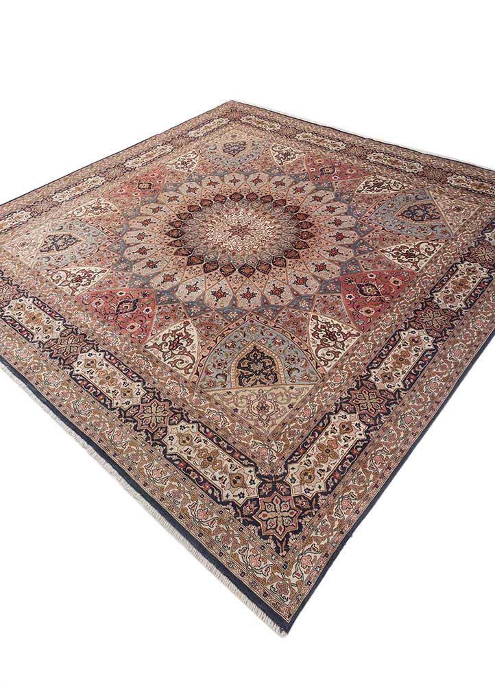 gulmarg blue wool and silk hand knotted Rug - FloorShot