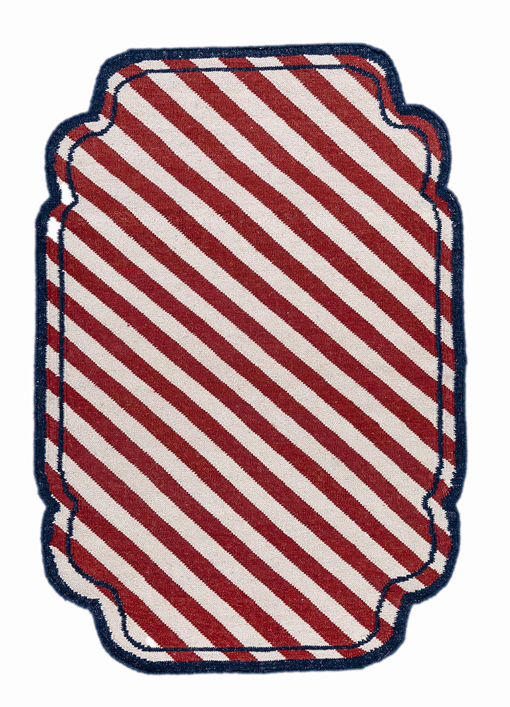 alhambra red and orange wool flat weaves Rug - HeadShot
