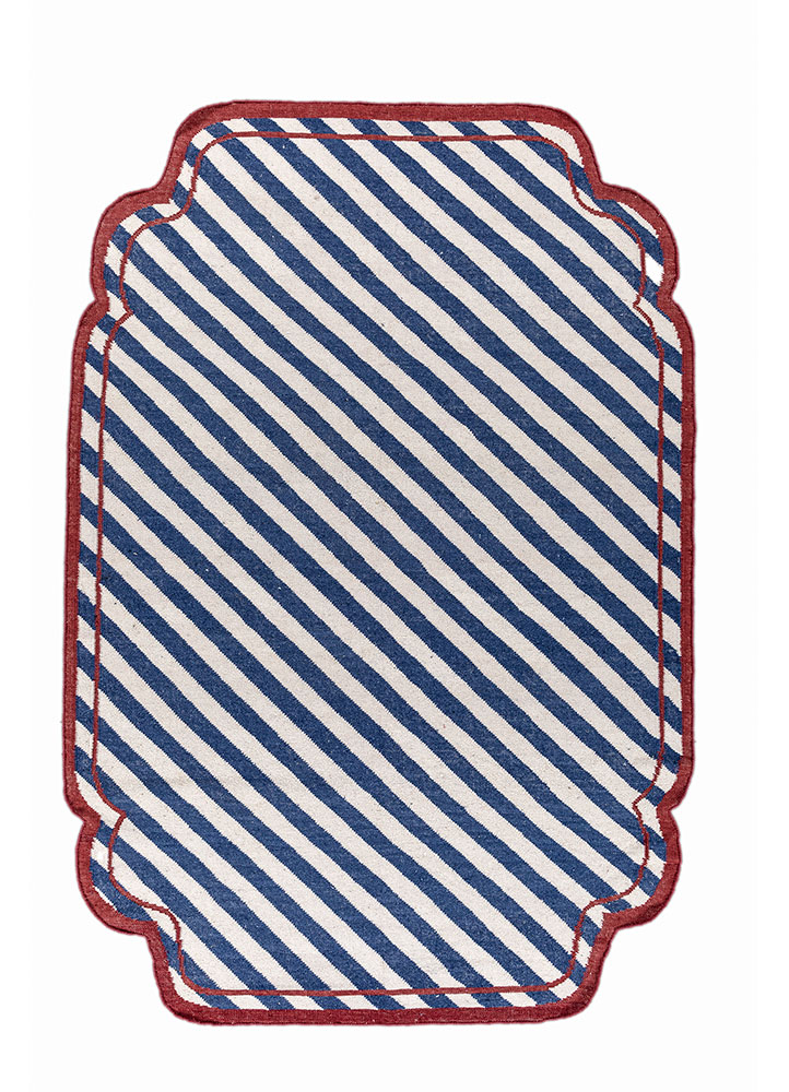 alhambra blue wool flat weaves Rug - HeadShot