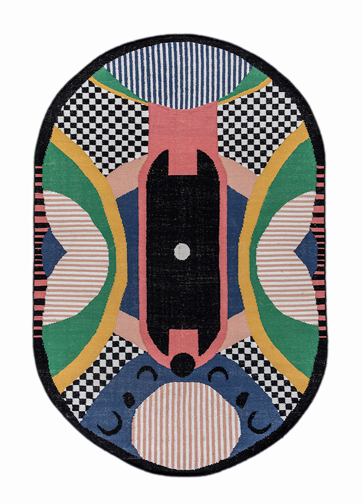 zen and zest grey and black wool flat weaves Rug - HeadShot