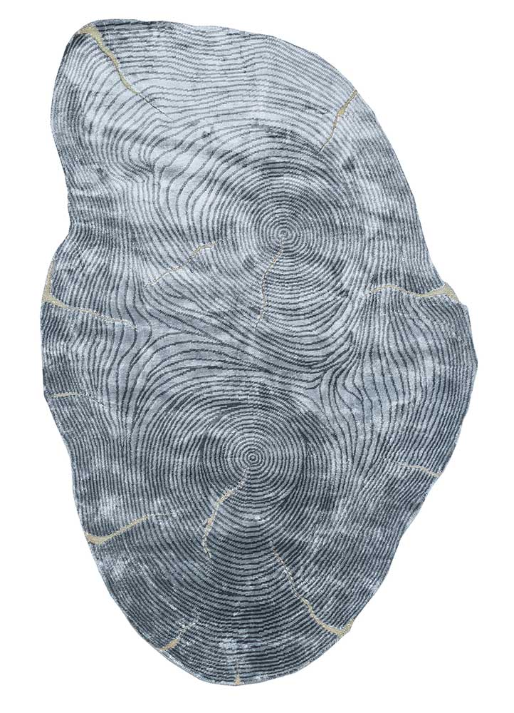 azalea blue bamboo silk hand knotted Rug - HeadShot