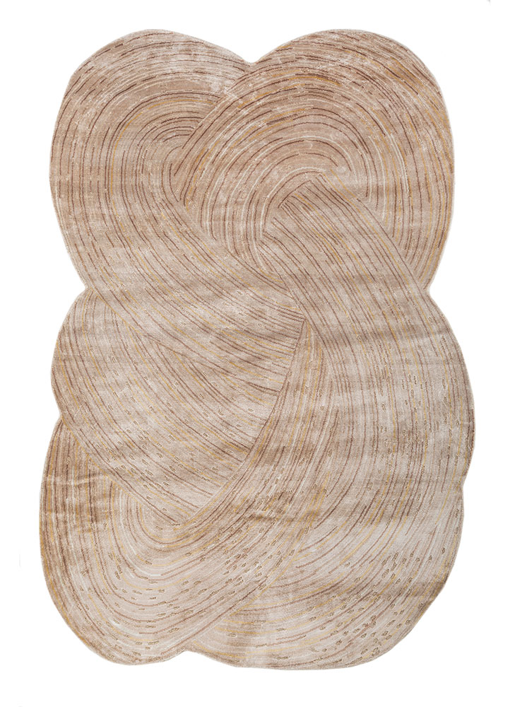 azalea ivory bamboo silk hand knotted Rug - HeadShot