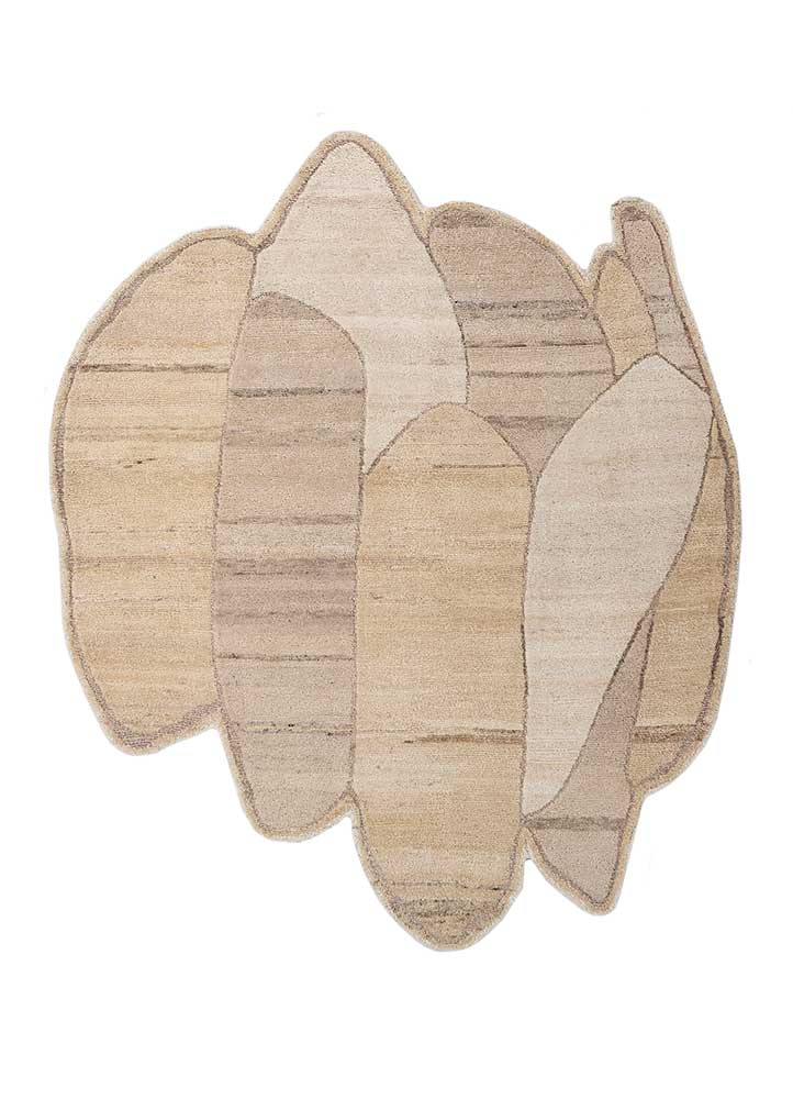 manifest beige and brown wool hand knotted Rug - HeadShot