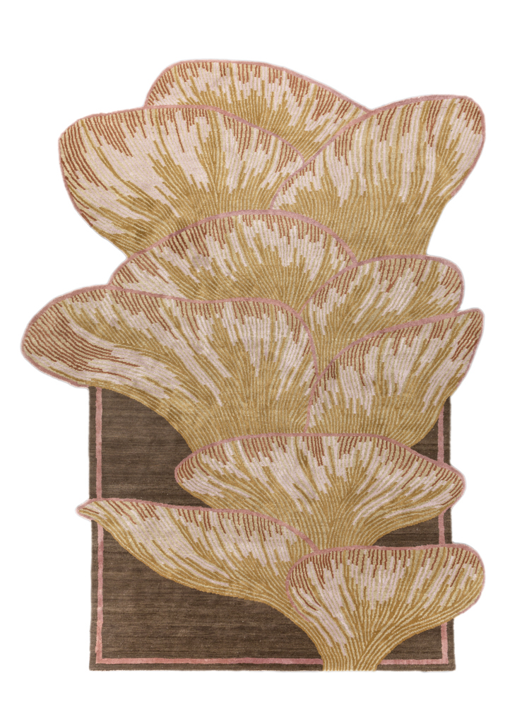azalea gold wool and silk hand knotted Rug - HeadShot