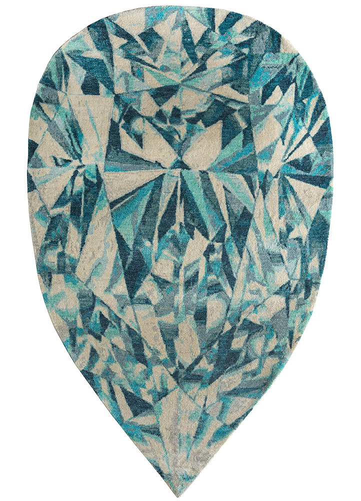 aprezo blue silk hand knotted Rug - HeadShot