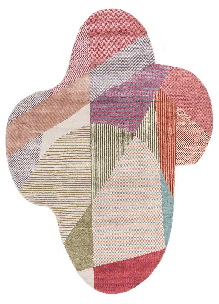 candyfloss ivory wool and bamboo silk hand knotted Rug - HeadShot