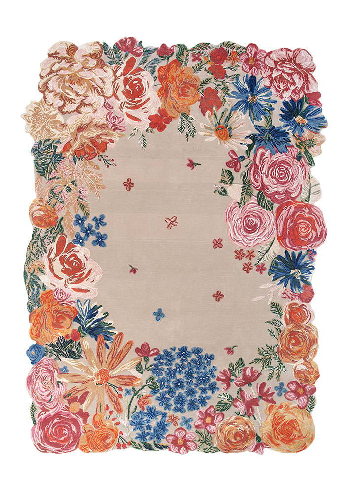 hacienda ivory wool and bamboo silk hand knotted Rug - HeadShot