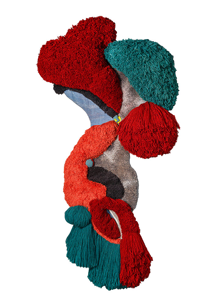 caminantes red and orange wool and bamboo silk hand knotted WALL ART & TAPESTRY - HeadShot