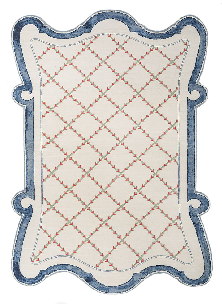 jardins du monde beige and brown wool hand knotted Rug - HeadShot