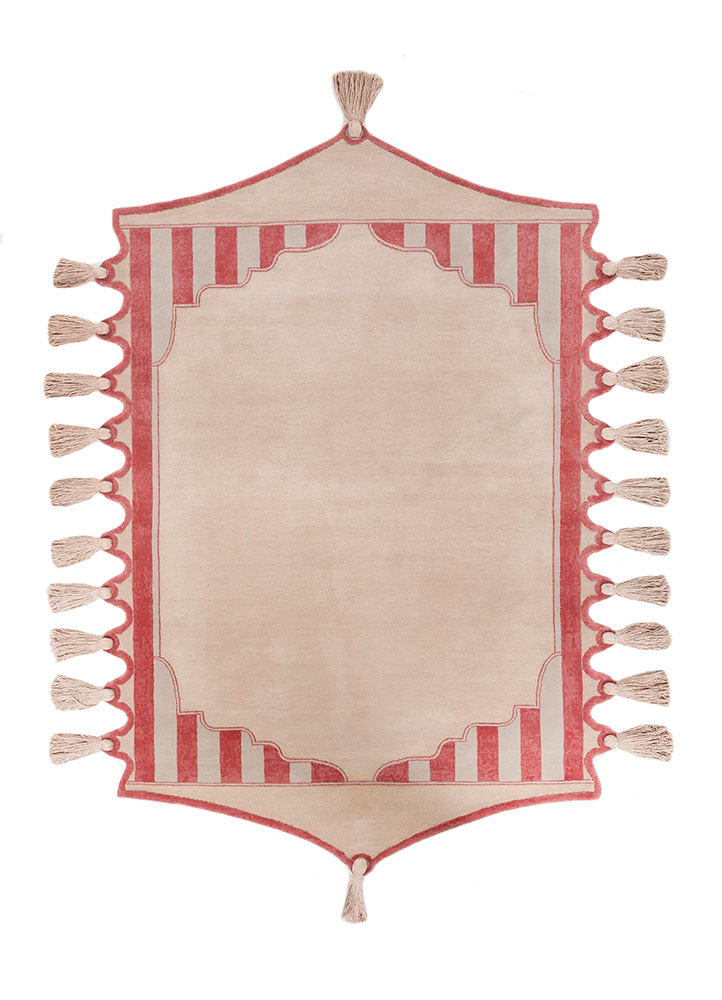 jardins du monde pink and purple wool hand knotted Rug - HeadShot