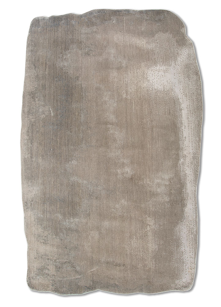 entropy ivory wool and bamboo silk hand knotted Rug - HeadShot