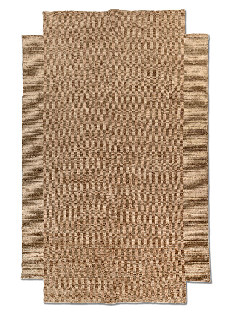saga beige and brown wool hand loom Rug - HeadShot
