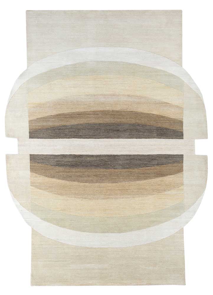 brahmaand ivory wool hand knotted Rug - HeadShot