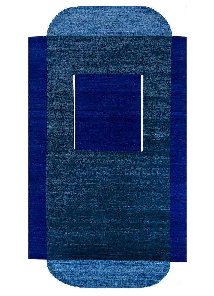 brahmaand blue wool hand knotted Rug - HeadShot