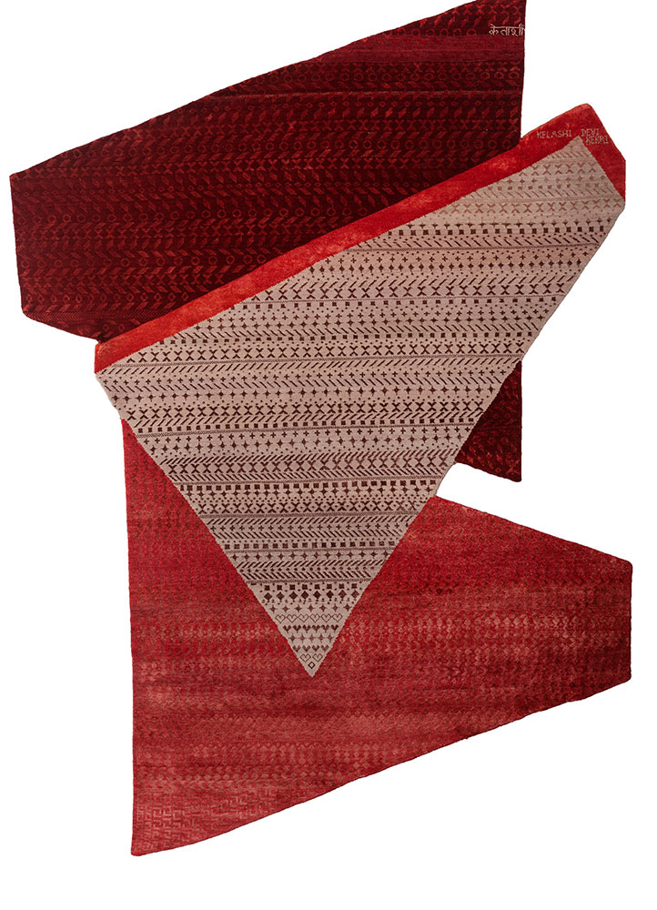 manchaha pink and purple wool and bamboo silk hand knotted Rug - HeadShot