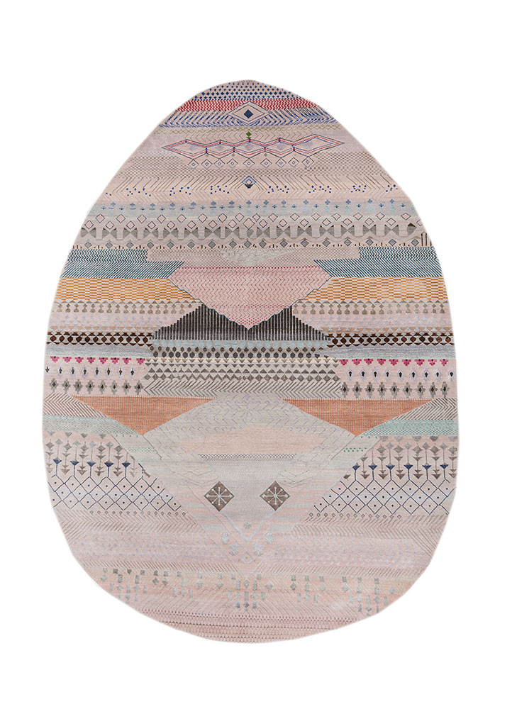 manchaha pink and purple wool and bamboo silk hand knotted Rug - HeadShot