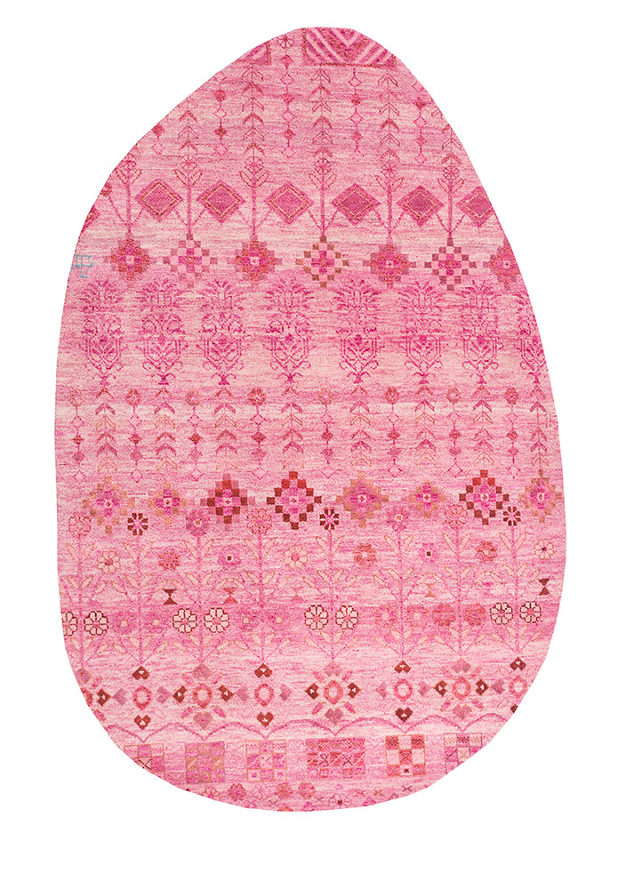 manchaha pink and purple wool and bamboo silk hand knotted Rug - HeadShot