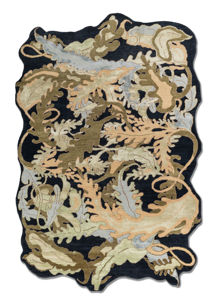 aprezo blue wool and bamboo silk hand knotted Rug - HeadShot