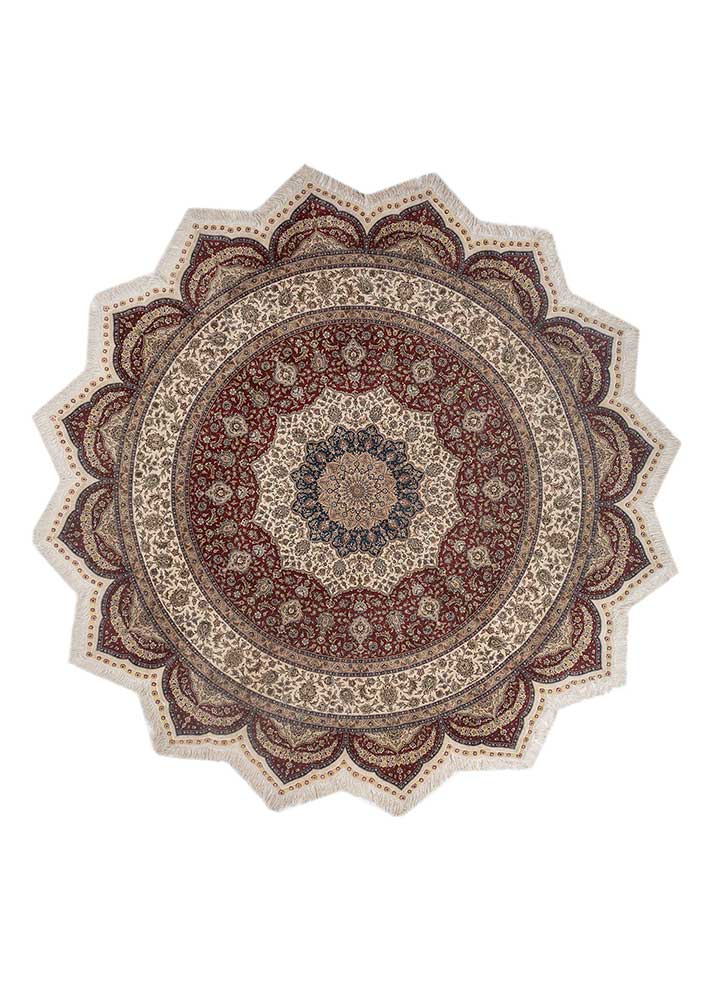 gulmarg red and orange silk hand knotted Rug - HeadShot