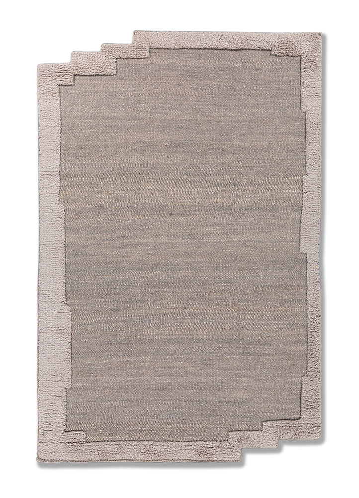 abrash grey and black wool flat weaves Rug - HeadShot
