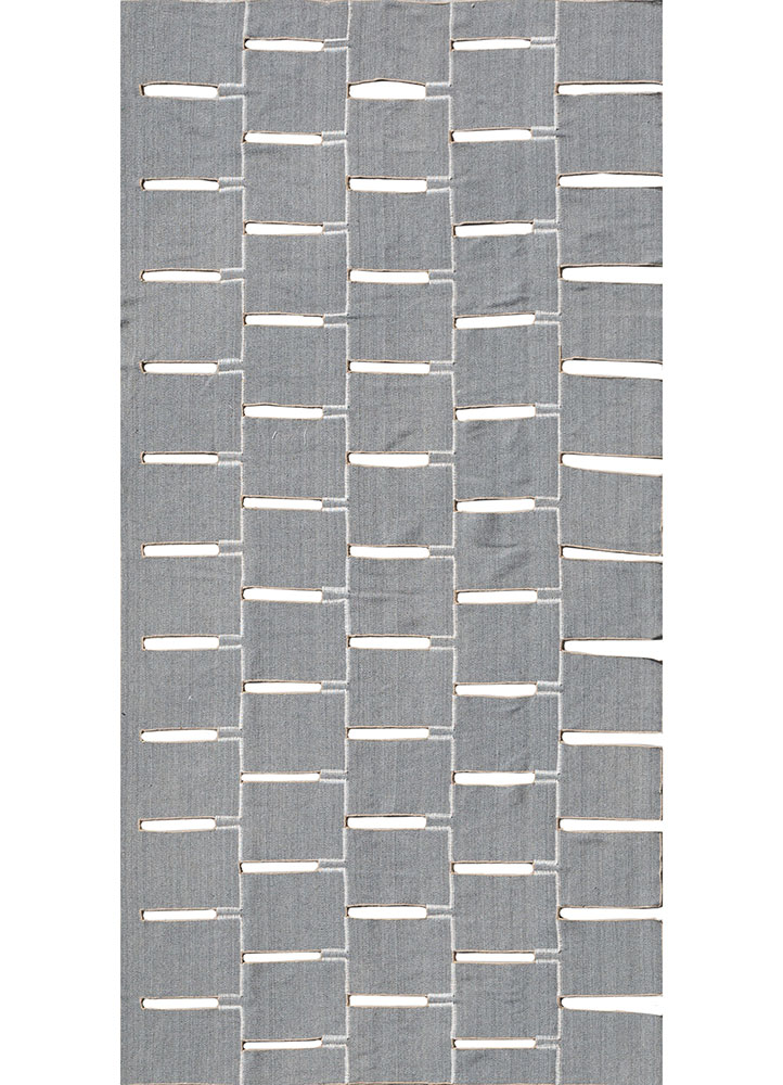 façade grey and black wool flat weaves Rug - HeadShot