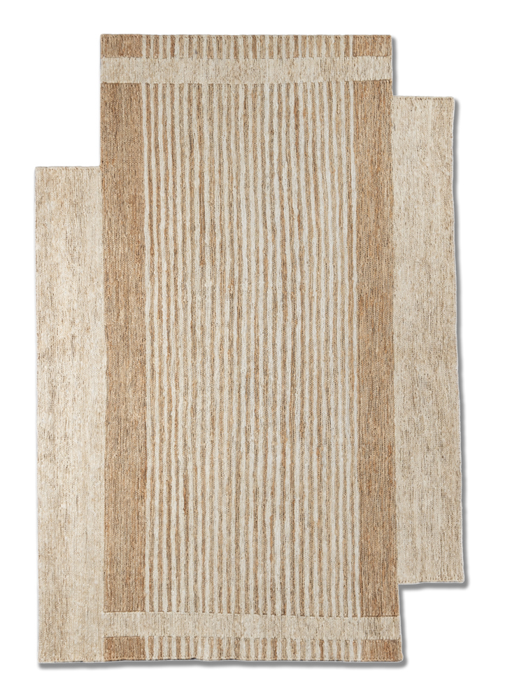 hula beige and brown jute and hemp hand knotted Rug - HeadShot