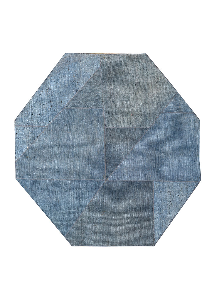 provenance blue wool hand knotted Rug - HeadShot