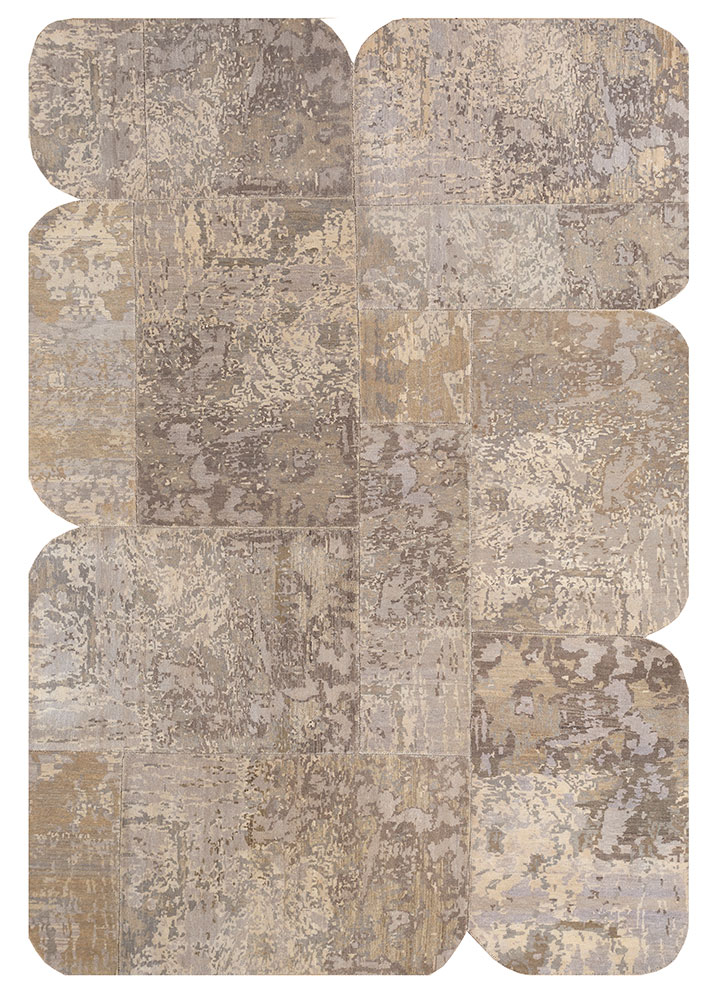 provenance beige and brown wool hand knotted Rug - HeadShot
