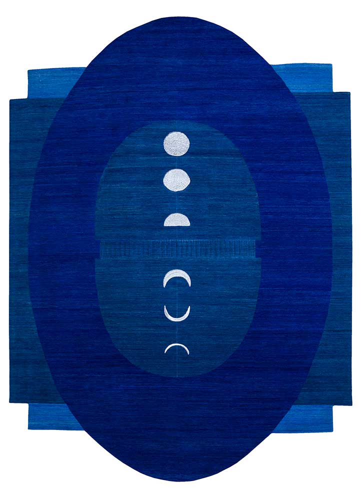 brahmaand blue wool hand knotted Rug - HeadShot