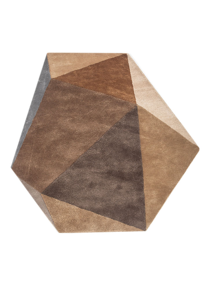 come around beige and brown wool and viscose hand tufted Rug - HeadShot