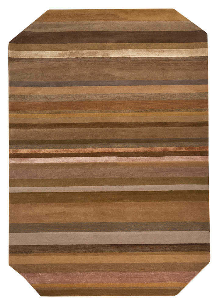 come around beige and brown wool and viscose hand tufted Rug - HeadShot