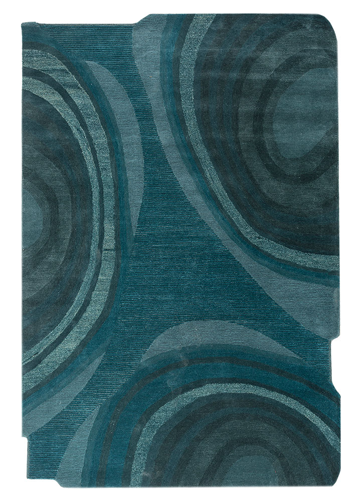 pathways blue wool and viscose hand tufted Rug - HeadShot