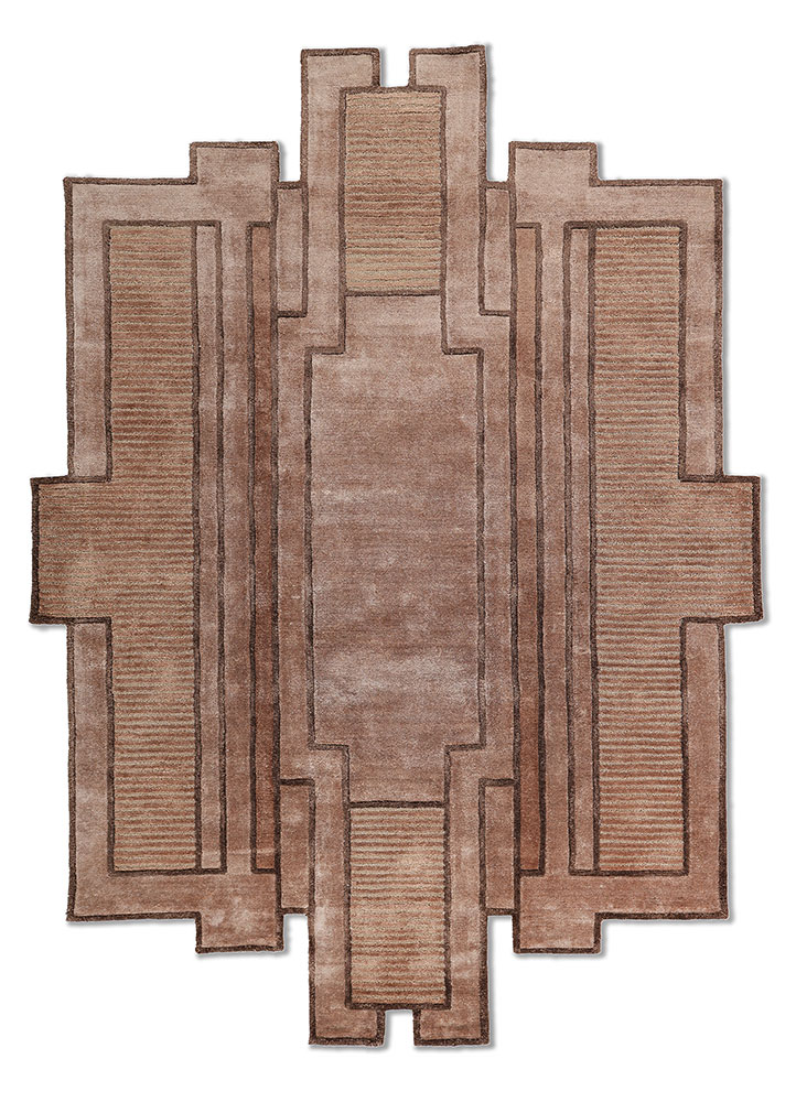 caliedo beige and brown bamboo silk and zari hand tufted Rug - HeadShot