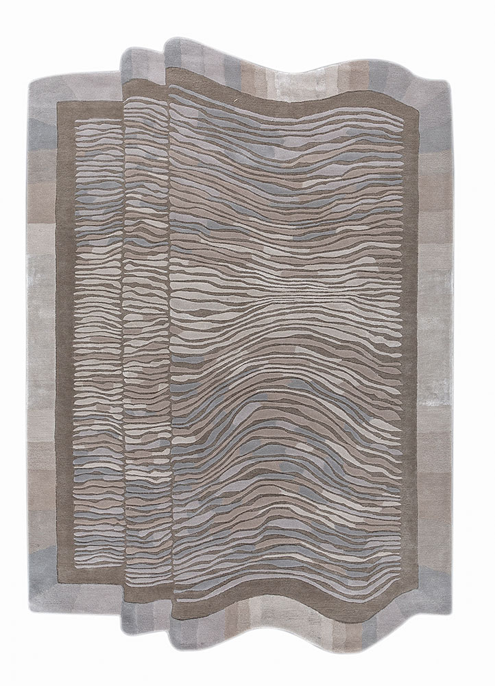 infini blue wool and viscose hand tufted Rug - HeadShot