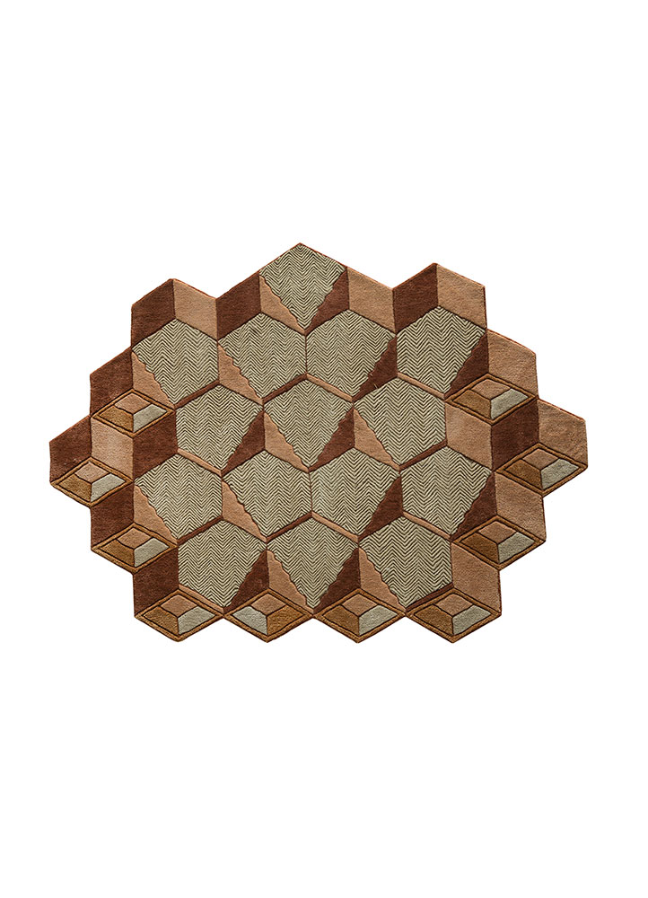 archetype beige and brown wool and viscose hand tufted Rug - HeadShot