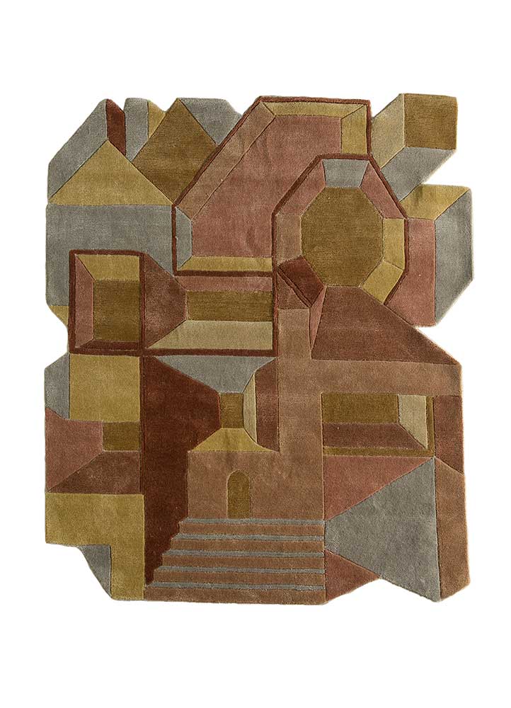 archetype beige and brown wool and viscose hand tufted Rug - HeadShot