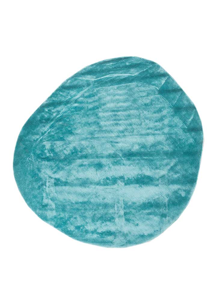 cera blue viscose hand tufted Rug - HeadShot
