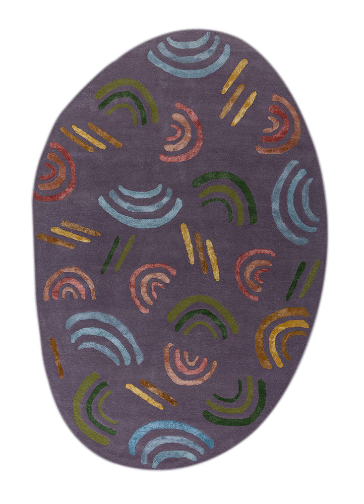 confetti pink and purple wool and viscose hand tufted Rug - HeadShot