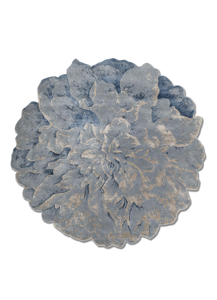hacienda blue wool and viscose hand tufted Rug - HeadShot