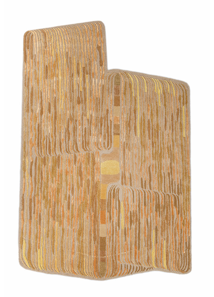 lucid beige and brown wool and viscose hand tufted Rug - HeadShot