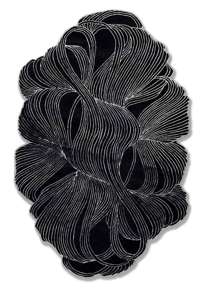 infini grey and black wool and viscose hand tufted Rug - HeadShot