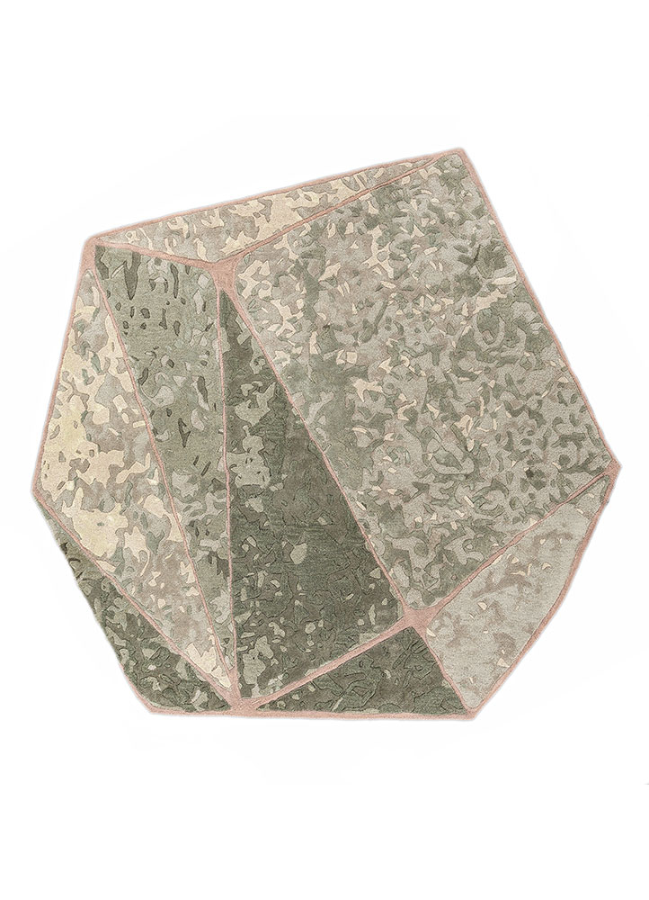 infini green wool and viscose hand tufted Rug - HeadShot