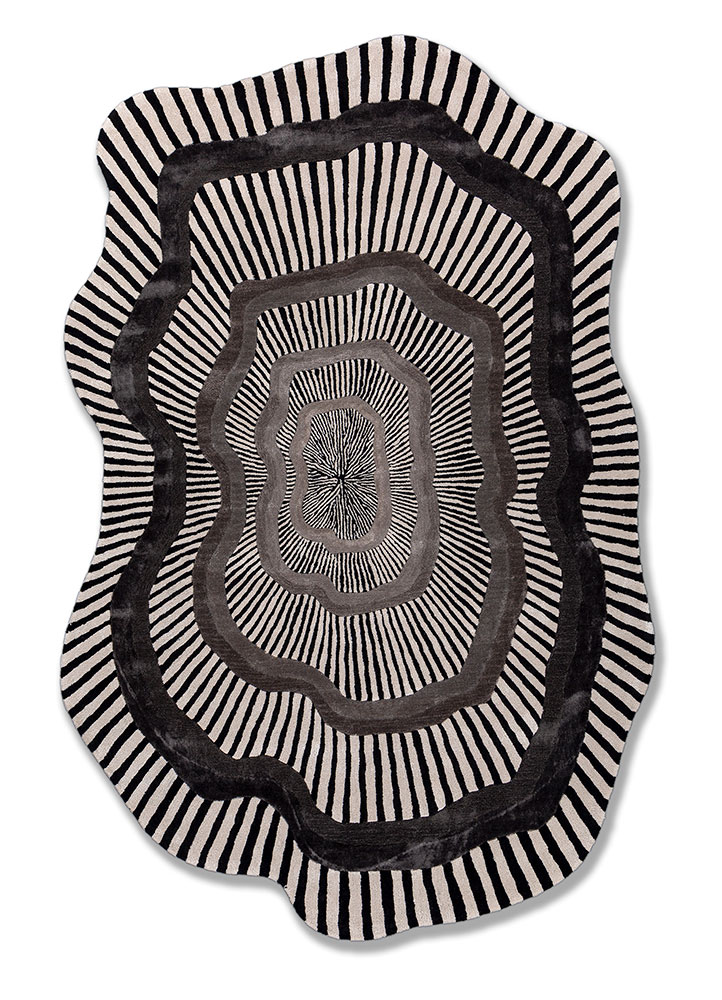 adrift grey and black wool and viscose hand tufted Rug - HeadShot