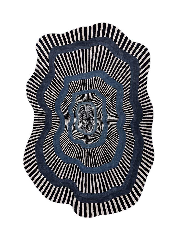adrift grey and black wool and viscose hand tufted Rug - HeadShot