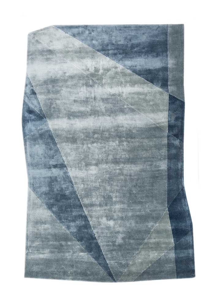 come around blue viscose hand tufted Rug - HeadShot